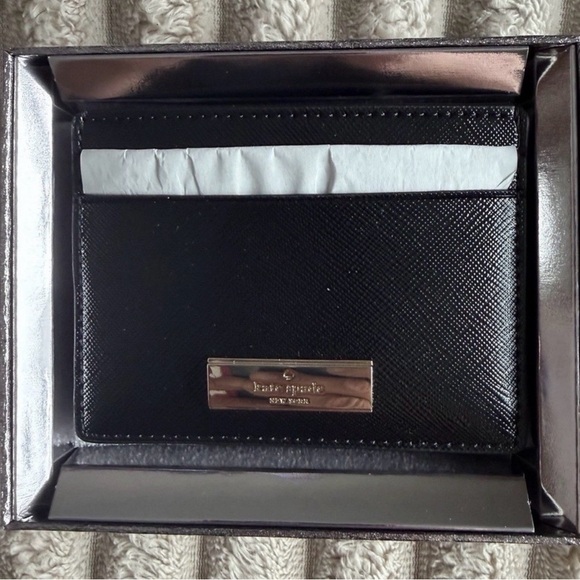 kate spade Handbags - kate spade Black Textured Leather Card Holder with Gold Plate